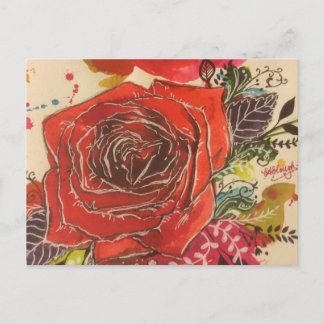 Carte Postale rose rouge