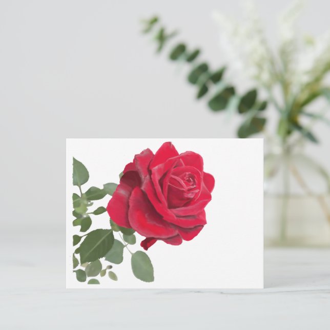Carte Postale Rose rouge peinture (Debout devant)