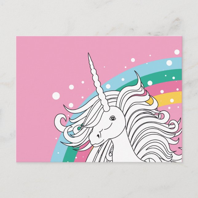 CARTE POSTALE ROSE UNICORN POSTCARD (Devant)