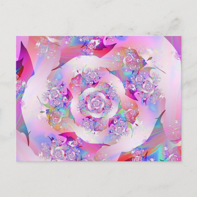 Carte Postale Rose vectoriel rose Fille mignonne (Devant)