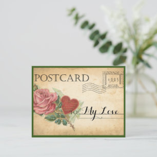Carte Postale Rose vintage Valentine