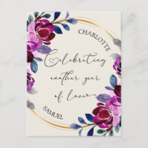 Rose Violet Floral Célébrez l'Amour Anniversaire