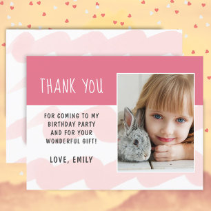 Carte Postale Rose Wave Watercolor Girl Photo Merci Postcar