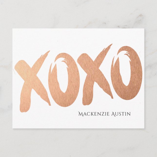 Carte Postale Rose XOXO Gold | Brushstroke Reportée Party (Devant)
