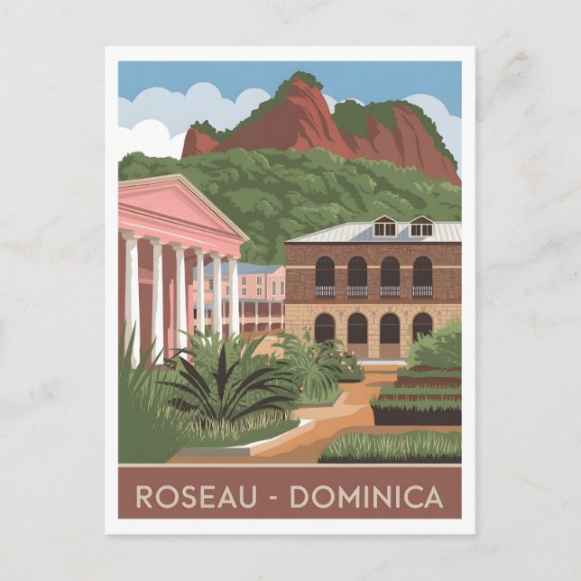Carte Postale Roseau Dominique Vintage (Devant)