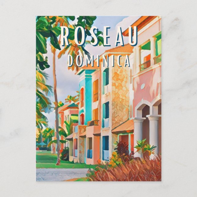 Carte Postale Roseau, la ville tropicale de la Dominique (Devant)