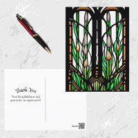 Roseaux verts colorés Art Nouveau Vitrail