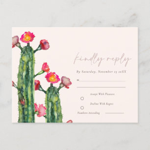 Carte Postale Rosée florale cactus feuillage aquarelle RSVP