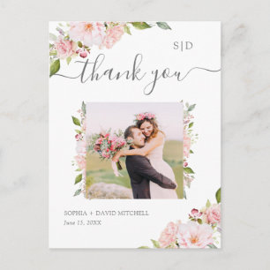 Carte Postale Roses Abondantes Photo de remerciement de mariag
