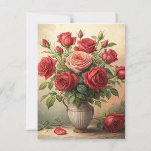 Carte Postale Roses dans le vase