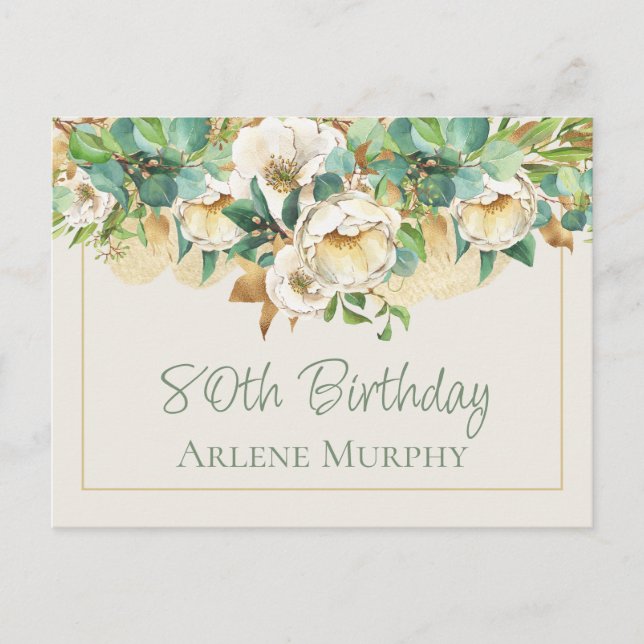 Carte Postale Roses de Crème 80e Anniversaire (Devant)