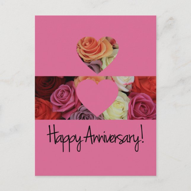 Carte Postale Roses de Joyeux Anniversaire (Devant)