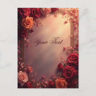 Carte Postale Roses de mariage élégantes rouges et roses