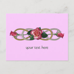 Carte Postale Roses d'or d'argent double infini
