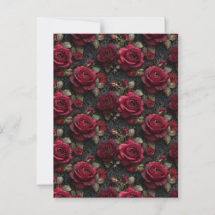 Carte Postale Roses et bourgeons rouges romantiques foncés sur d