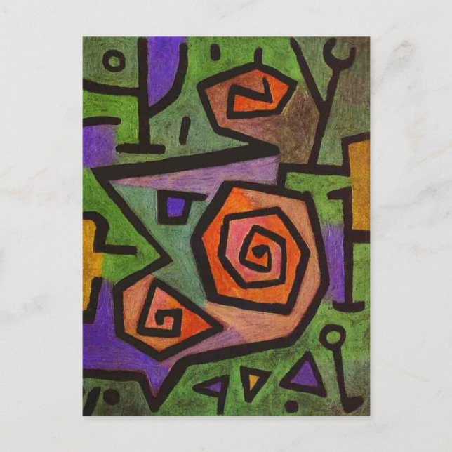 Carte Postale Roses héroïques Abstraits par Paul Klee (Devant)