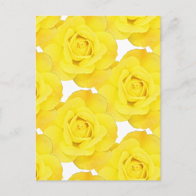 Carte Postale Roses Jaunes Fleurs Florales Or Blanc Motifs (Devant)