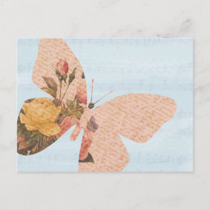 Carte Postale Roses papillons