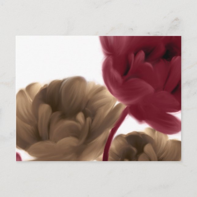 Carte Postale Roses peints - Bourgogne et toile de jute (Devant)