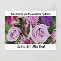 Roses pourpres "Je TE Manque" Dit Hi Post Card