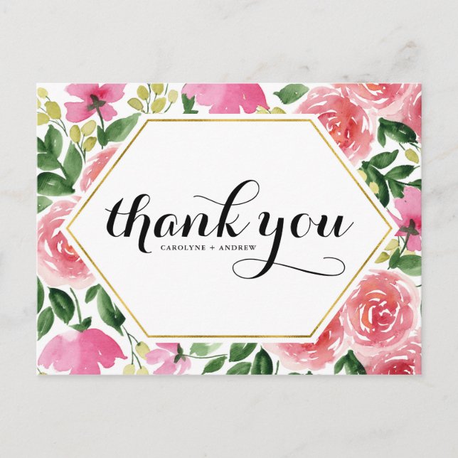 Carte Postale Roses roses roses Mariage Merci (Devant)
