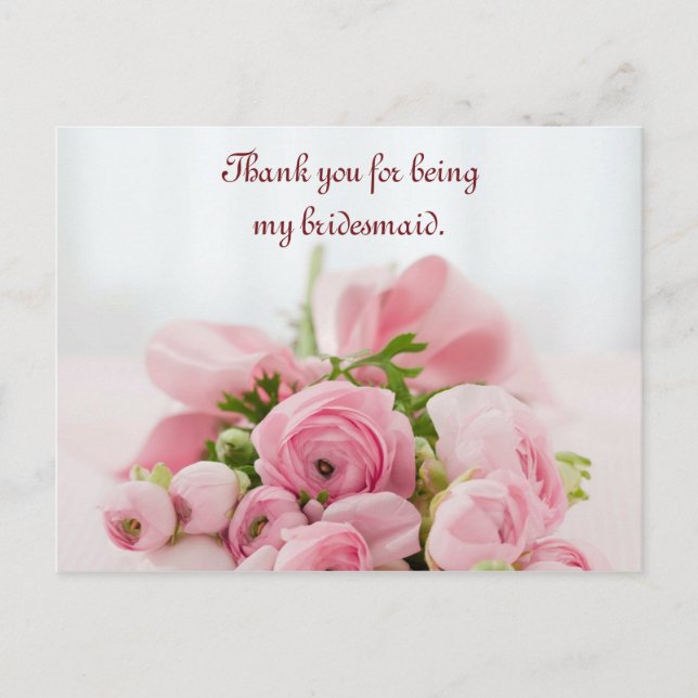 Carte Postale Roses roses roses rose Merci (Devant)