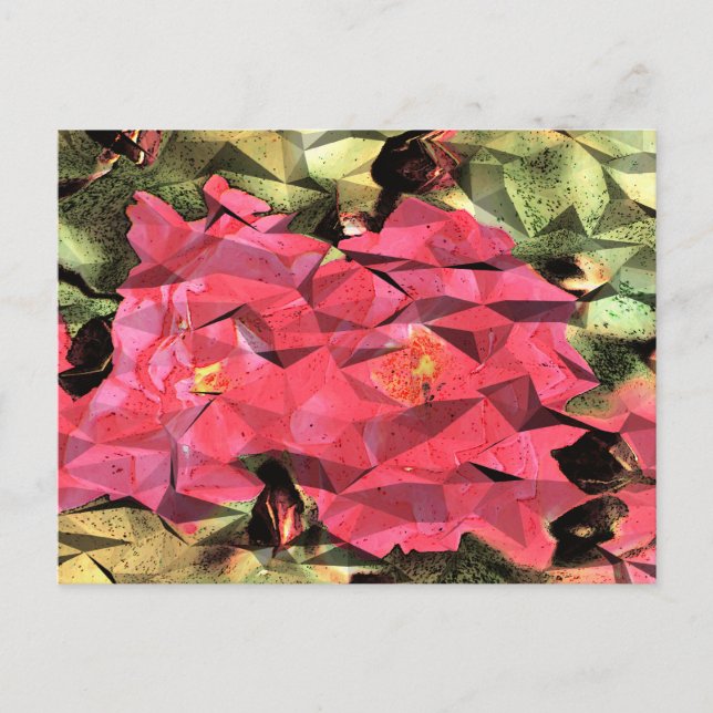 Carte Postale Roses Roses Roses Roses Rouge Cubiste Abstrait Fut (Devant)