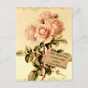 Carte Postale Roses roses roses victoriennes avec citation motiv