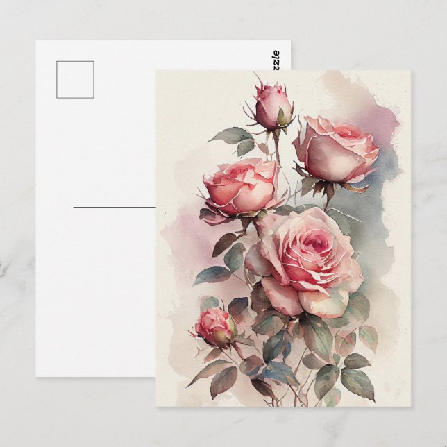 Carte Postale Roses roses roses vintages (Devant / Derrière)