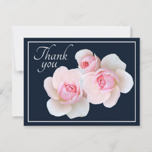 Carte Postale Roses roses sur fond marine Merci