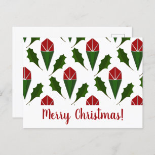 Carte Postale Roses rouges Abstraites et Holly