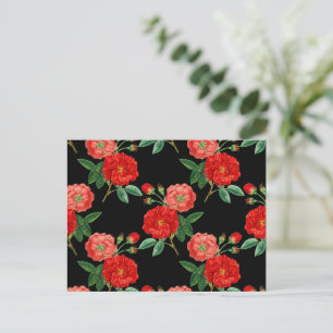 Carte Postale Roses Rouges, Fond Noir,