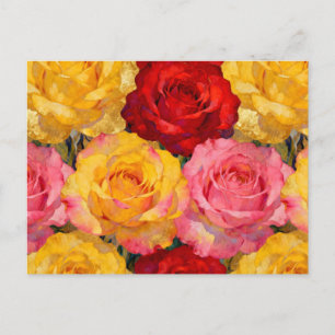 Carte Postale Roses Vibrantes en Fleurs