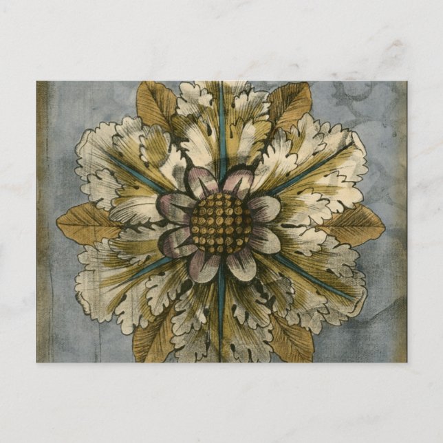 Carte Postale Rosette décorative Demask sur Arrière - plan gris (Devant)