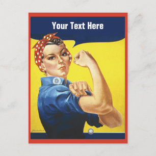 Carte Postale Rosie le Riveter avec votre texte personnalisé