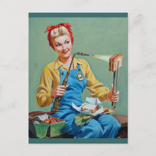 Carte Postale Rosie le Riveter fait du fromage rôti (Devant)