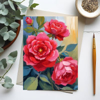 Rosier rouge | Peinture florale à l'aquarelle