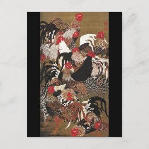 Carte Postale Rosters Jakuchu Art Japonais