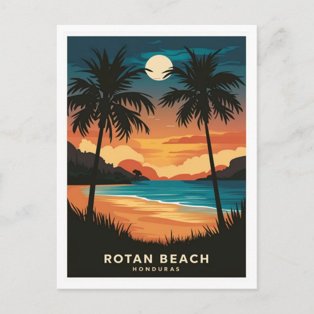 Carte Postale Rotan Beach Honduras Voyage Rétro (Devant)