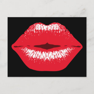 Carte Postale roter Kussmund Lippenstiftabdruck Grußkarte
