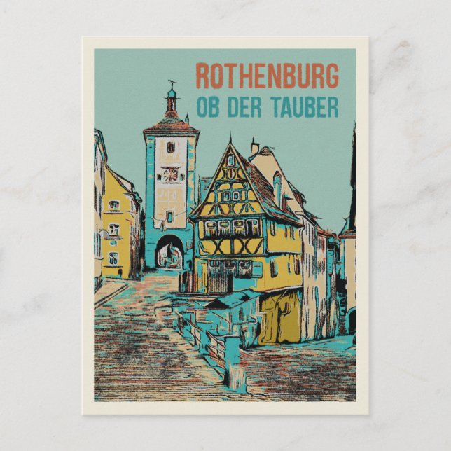 Carte Postale Rothenburg médiévale ob der Tauber, Bavière (Devant)