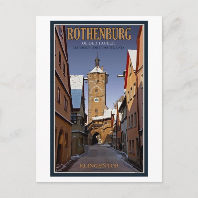 Carte Postale Rothenburg od Tauber - Klingentor - Hiver (Devant)
