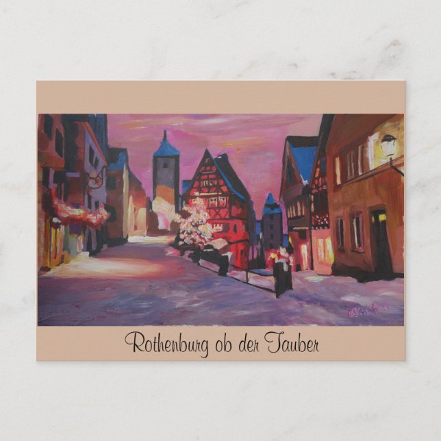 Carte Postale Rothenburg Tauber Allemagne romantique en hiver (Devant)