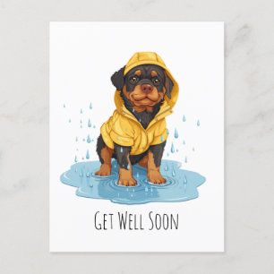 Carte Postale Rottweiler guérira bientôt Chien portant un imperm