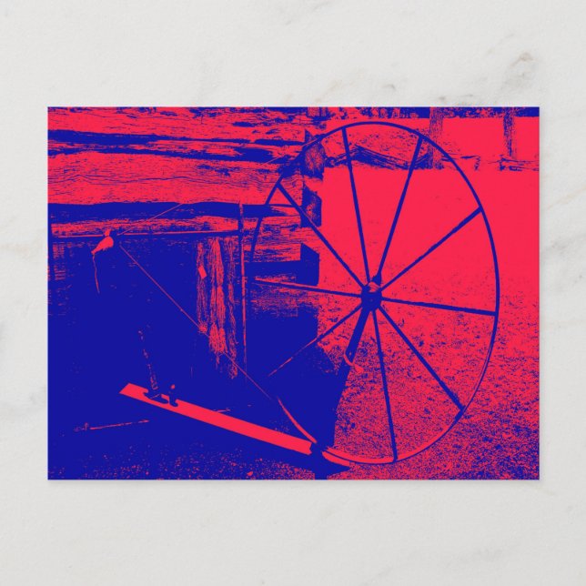 Carte Postale Roue à fusée rouge et bleue (Devant)