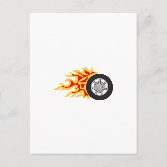 CARTE POSTALE ROUE DE COURSE AVEC FLAMMES (Devant)
