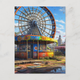 Carte Postale Roue vide Ferris abandonnée Carnaval