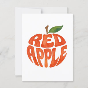 Carte Postale Rouge Apple Typographie Art, Apple