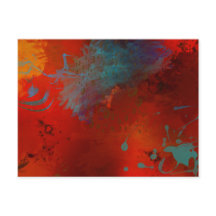 Rouge, Aqua & Gold Grunge Digital Art Abstrait