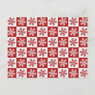 Carte postale rouge blanc à damier